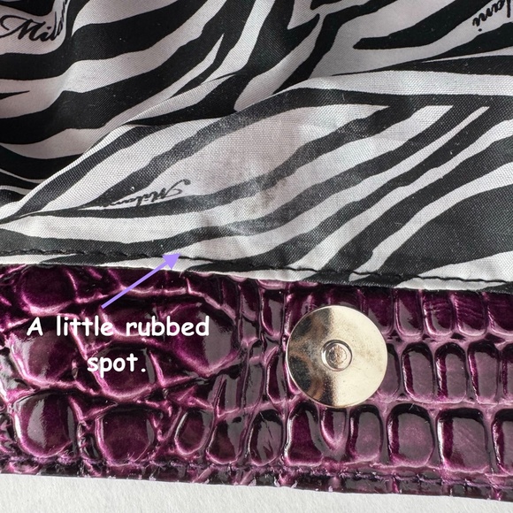 💜Gia Milani Purple Faux Crocodile Tote-Bag-Purse w/GM initial Key Chain - Picture 8 of 13